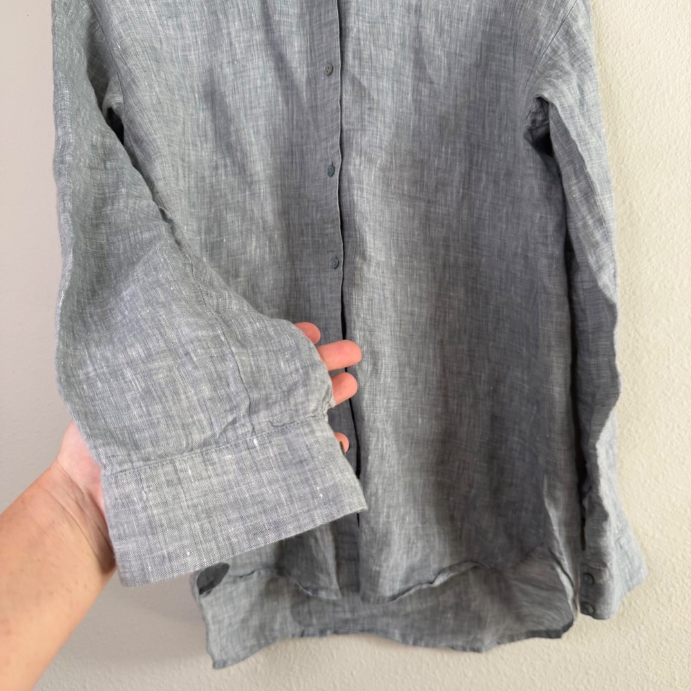 Eileen Fisher Organic Linen Button Down Shirt XS TP Classic Collar Quiet Luxury - Picture 2 of 10